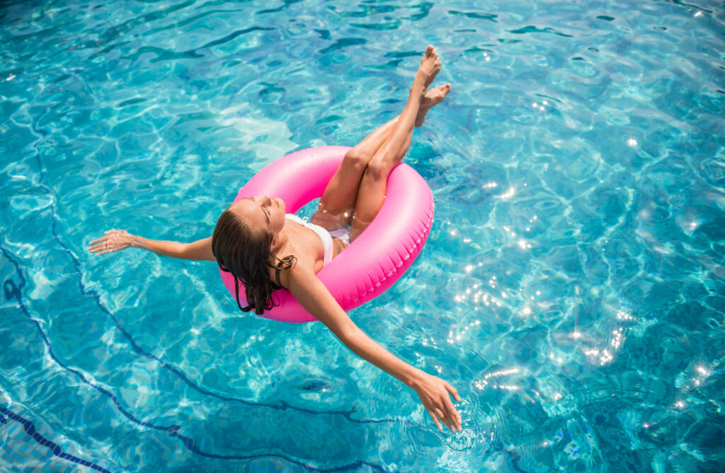 Woman enjoying pool